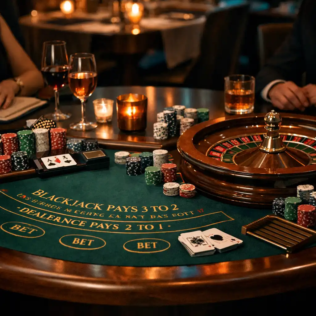 Stół kasynowy w eleganckiej restauracji